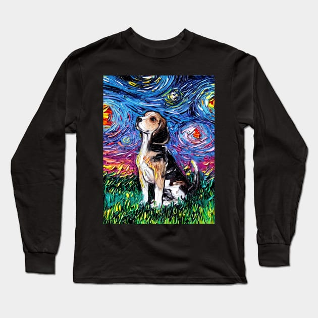 Beagle Night Long Sleeve T-Shirt by sagittariusgallery